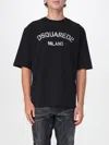 Dsquared2 Loose Fit Black Cotton T-shirt With Vintage Logo In Black