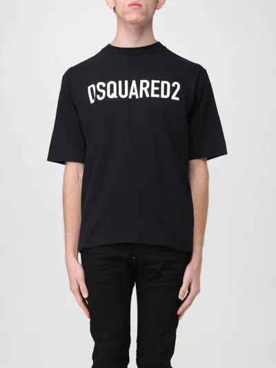 Dsquared2 Crew Neck T-shirt With Printed Logo In Black