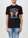 Dsquared2 Canadian Twins Printed Cotton T-shirt In Black