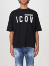 Dsquared2 Black Crewneck T-shirt With Maxi Logo Print On The Front In Black