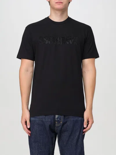 Dsquared2 Logo-embossed Cotton T-shirt In Black