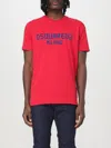 Dsquared2 Red Crewneck T-shirt With Logo Lettering On The Front In Cotton Man In Red