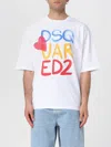 Dsquared2 White Round Neck T Shirt With Printed Maxi Logo On The Front And Heart Detail In Cotton Woman