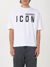 Dsquared2 White Crewneck T-shirt With Maxi Logo Print On The Front In Cotton Man In Weiss