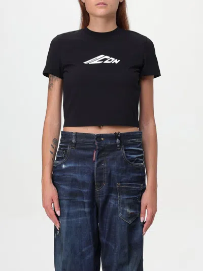Dsquared2 Signature Icon Cropped T-shirt In Black