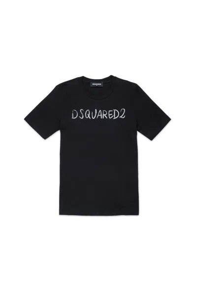 Dsquared2 Kids' Crew-neck T-shirt With Logo In Black
