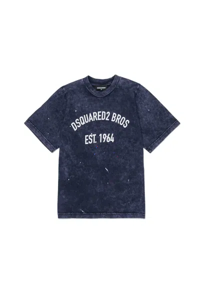 Dsquared2 Babies' Crew Neck T-shirt With Logo In Blue