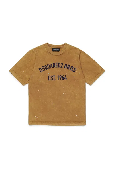 Dsquared2 Babies' Crew Neck T-shirt With Logo In Brown