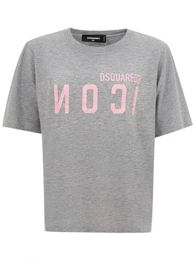 Dsquared2 T-shirt Grey Melange With Logo  Icon.
