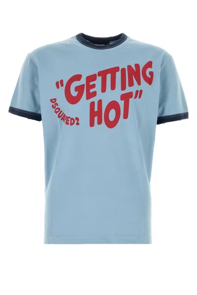 Dsquared2 T-shirt In Cotone Azzurro Pastello Uomo In Blue