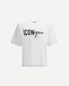 Dsquared2 Men White Crew Neck T-shirt With Raised Collar And Maxi Logo On The Front In Cotton Man In White