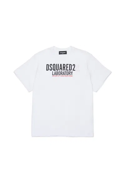Dsquared2 Kids' T-shirt In Jersey Con Logo Laboratory In White