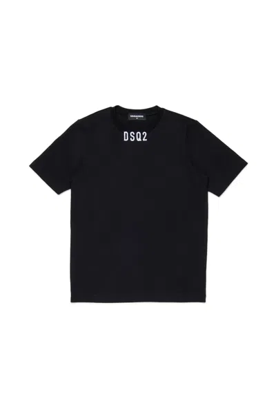 Dsquared2 Kids' T-shirt In Jersey Con Logo Ricamato In Black