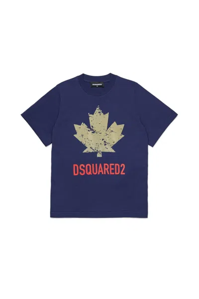 Dsquared2 T-shirt In Jersey Con Logo Sport In Blue
