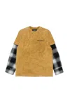 Dsquared2 Jersey T-shirt With Plaid Sleeves In Brown