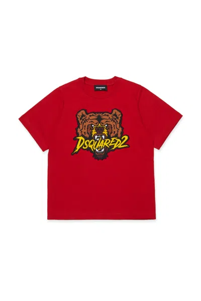 Dsquared2 T-shirt In Jersey Con Patch Bear In Red