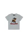 Dsquared2 T-shirt In Jersey Mélange Con Stampa Fawn In Gray