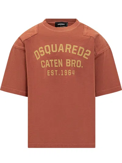 Dsquared2 T-shirt Logo Caten Bro  In Brown