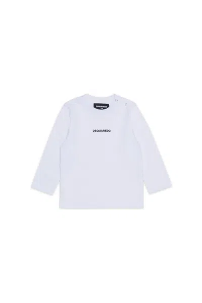 Dsquared2 Kids' Long Sleeves Jersey T-shirt With Logo In White