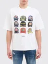 Dsquared2 Men White T-shirt With Front Print And Back Logo In Cotton Man In White