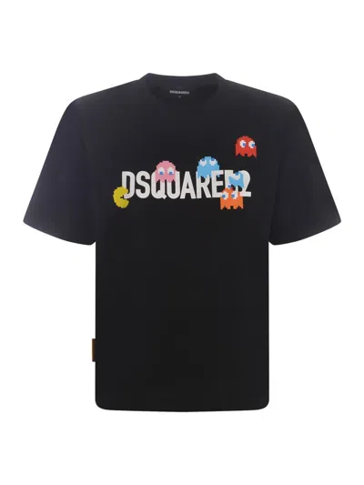 Dsquared2 Pac-man Logo T Shirt In Black