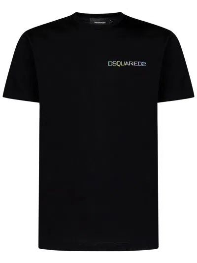 Dsquared2 Palm Beach Printed Cotton T-shirt In Nero