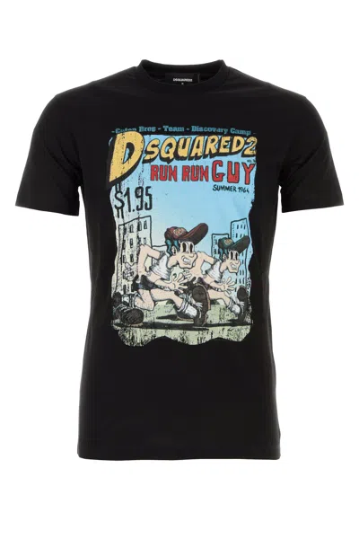 Dsquared2 Crew Neck Graphic Print Short Sleeves T-shirt In Black