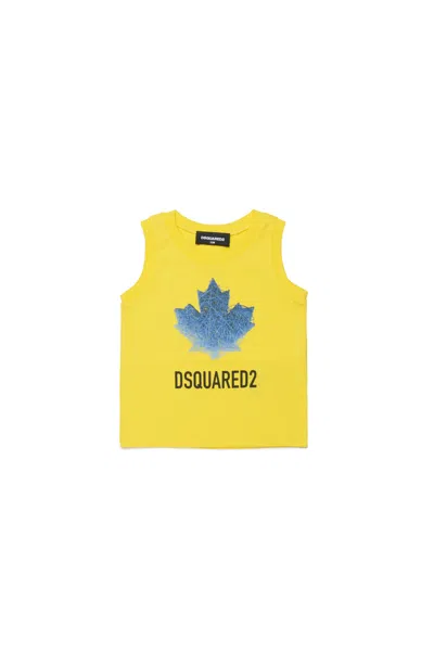 Dsquared2 Sleeveless T-shirt With Logo In Yellow