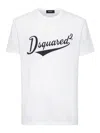 Dsquared2 White T-shirt With Logo Print On The Front In Cotton Man In White