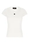Dsquared2 Ribbed Crew Neck Cotton T-shirt In White