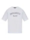Dsquared2 Loose Fit White Cotton Jersey T-shirt With Vintage-effect Logo In White