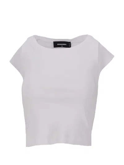 Dsquared2 Ribbed T-shirt In White