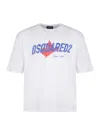 Dsquared2 White T-shirt With Logo Print On The Front In Cotton Man In White