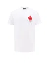 Dsquared2 White T-shirt With Dripping Maple Print In Cotton In White