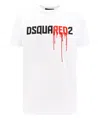 Dsquared2 White Crewneck T-shirt With Dripping Logo Print In Cotton In White