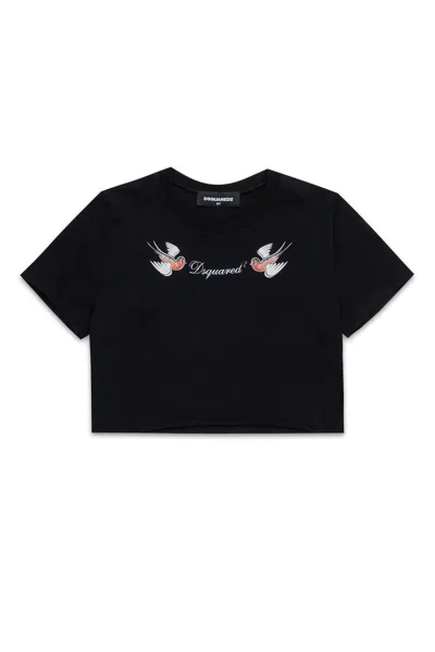 DSQUARED2 T-SHIRT WITH BIRDS PRINT