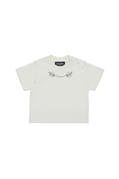Dsquared2 T-shirt With Birds Print In White