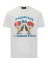 Dsquared2 T-shirt With Canadian Twins Print In White