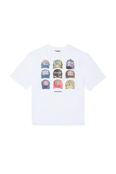 Dsquared2 T-shirt With Cap Print And Logo In Multi