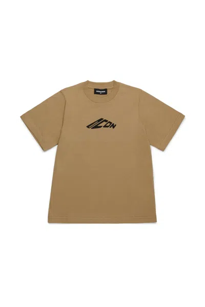 Dsquared2 T-shirt With Contrasting Logo In Beige
