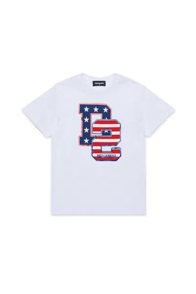 Dsquared2 T-shirt With D2 Usa Print In White