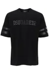 DSQUARED2 T-SHIRT WITH FAUX LEATHER INSERTS