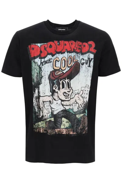 Dsquared2 T-shirt With Graphic Print In Nero