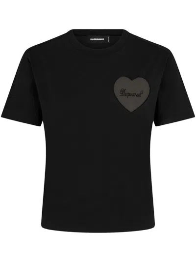 Dsquared2 T-shirt With Heart In Black