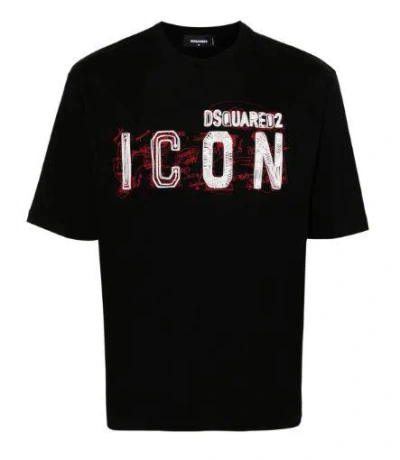 Dsquared2 Mens Black Icon Logo-print Regular-fit Cotton-jersey T-shirt In 900