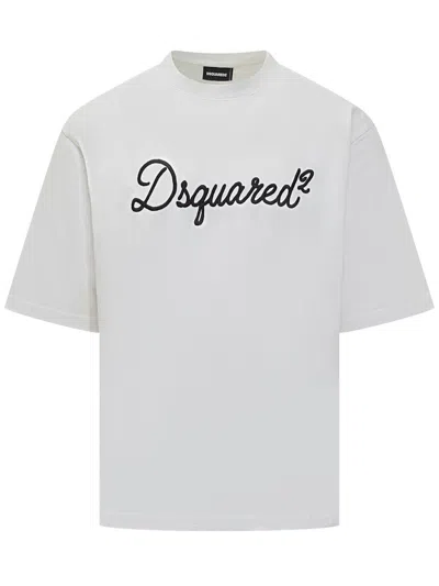 Dsquared2 T-shirt With Logo Embroidery In Multi