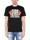 Dsquared2 Cotton Crew-neck T-shirt With Frontal Maxi Print In Black