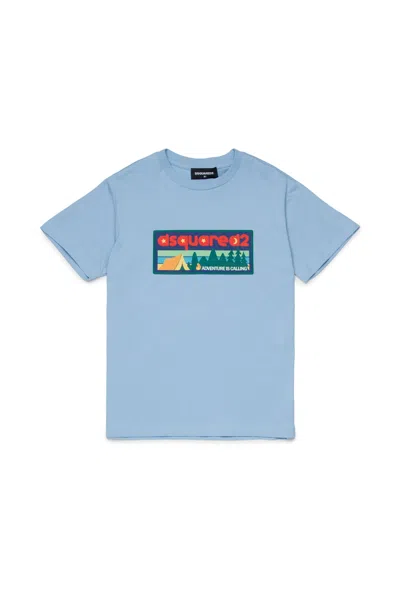 Dsquared2 Kids' T-shirt With Logo On The Chest In Blue
