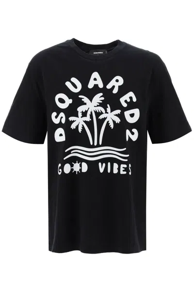 Dsquared2 T-shirt With Logo Print In Black