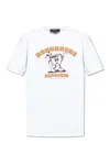 Dsquared2 Playful Graphic Print Cotton T-shirt In White